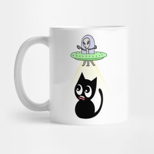 Funny black cat is being abducted by aliens Mug